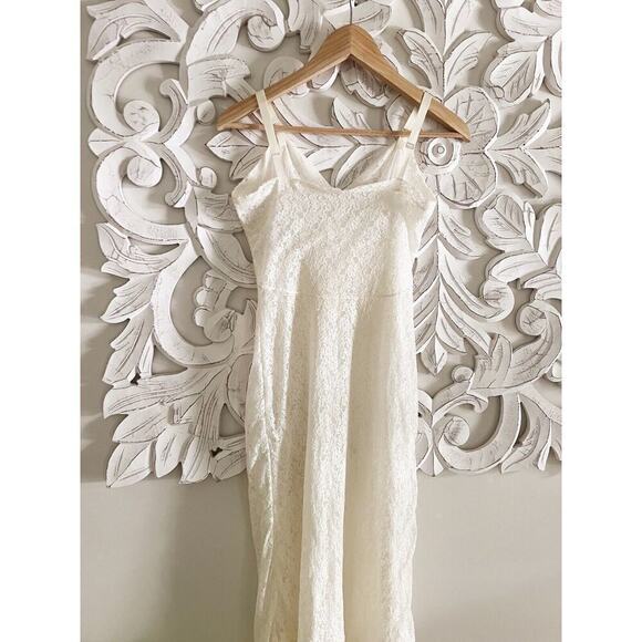 Vintage 50s BEAUTY Dress SLIP Nylon FULL IVORY LACE Lace 32 34 XS S Lingerie - Picture 6 of 15